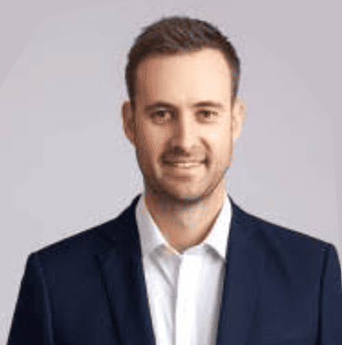 Happy client giving testimonial after successful brand campaign